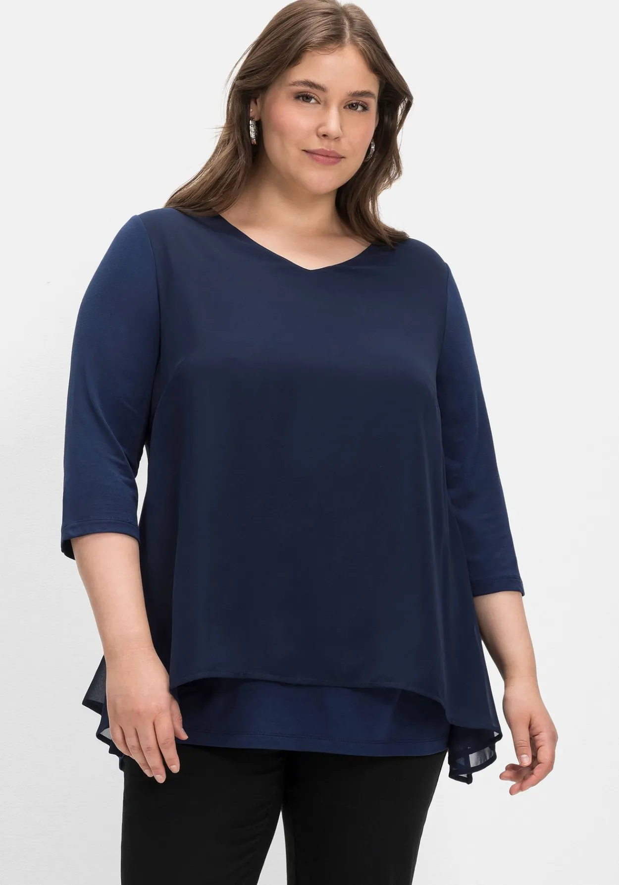 Blusenshirt mit Chiffon, doppellagig<sheego Sale