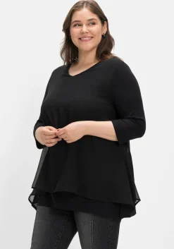Blusenshirt mit Chiffon, doppellagig<sheego Online