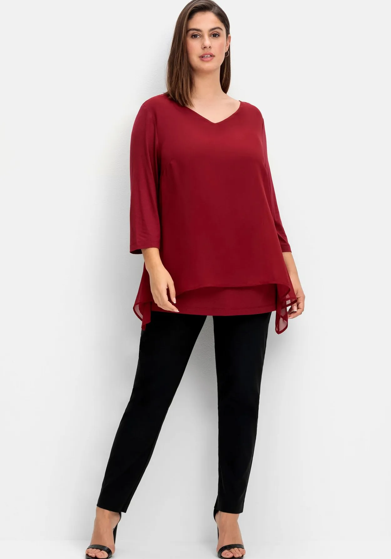 Blusenshirt mit Chiffon, doppellagig<sheego Outlet
