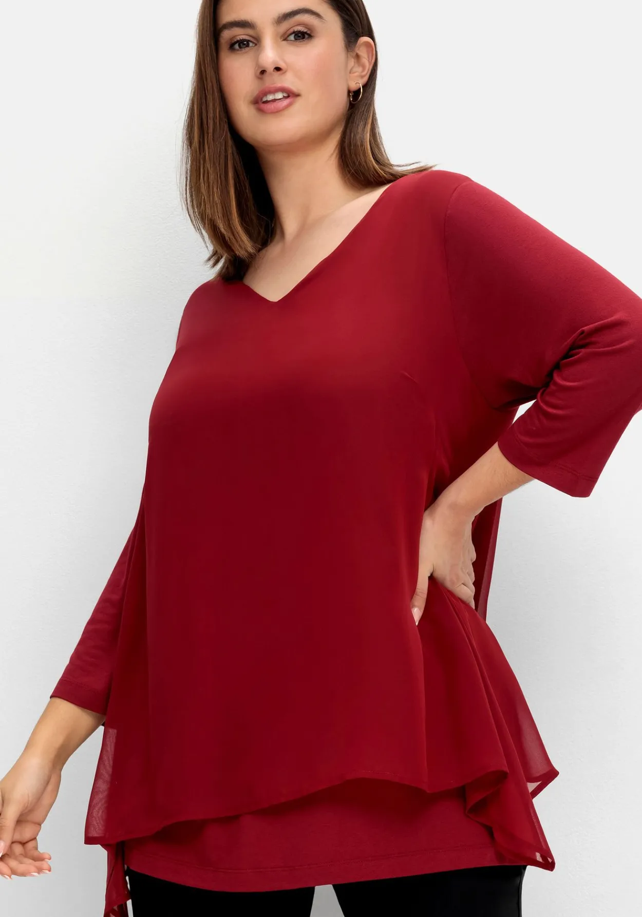 Blusenshirt mit Chiffon, doppellagig<sheego Outlet