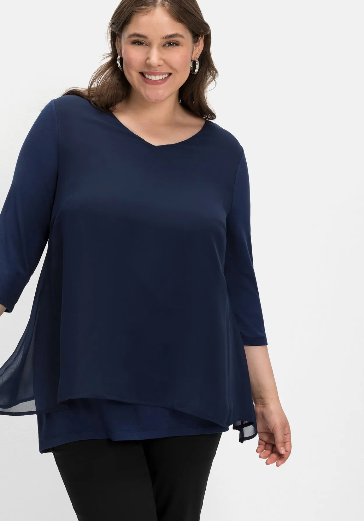 Blusenshirt mit Chiffon, doppellagig<sheego Sale