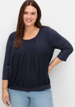 Blusenshirt mit Chiffon-Body und 3/4-Ärmeln<sheego Outlet