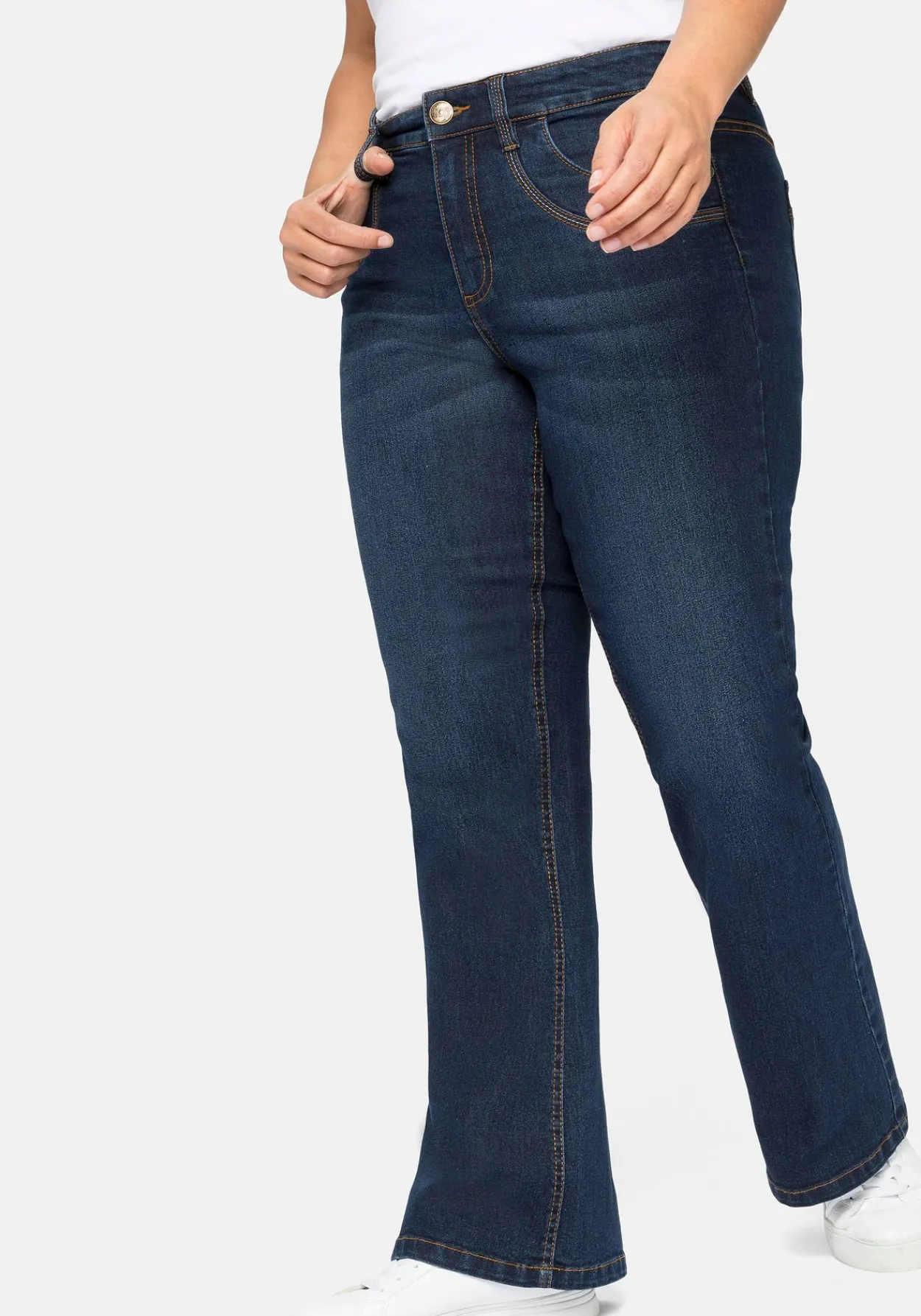Bootcut Jeans mit innen regulierbarer Bundweite<sheego Outlet