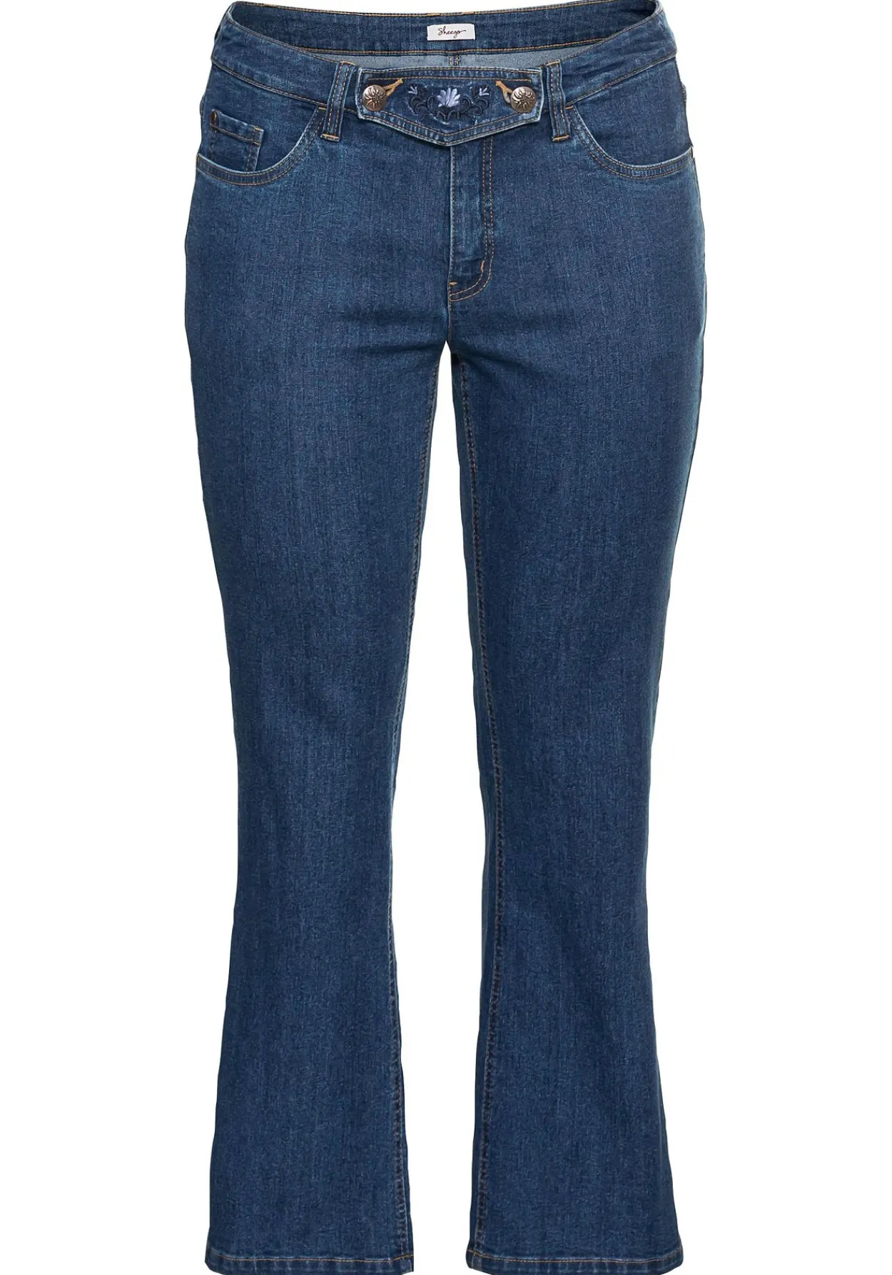Bootcut Trachtenjeans mit abknöpfbarem Latz<sheego Outlet
