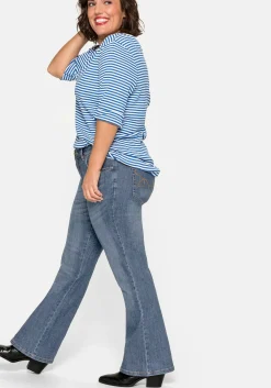 Bootcut-Jeans in 5-Pocket-Form, mit Used-Effekten<sheego Online