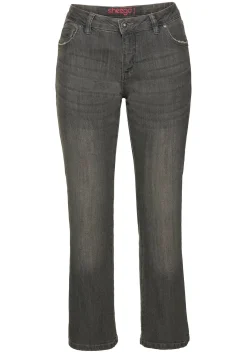 Bootcut-Jeans in 5-Pocket-Form, mit Used-Effekten<sheego Discount