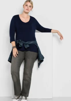 Bootcut-Jeans in 5-Pocket-Form, mit Used-Effekten<sheego Discount