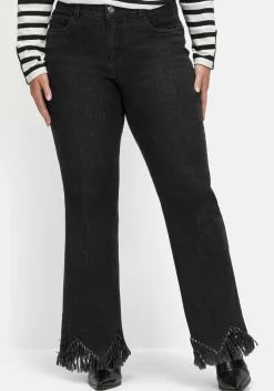 Bootcut-Jeans mit Fransensaum in Zickzack-Form<sheego Sale
