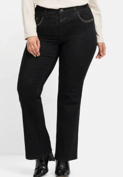Bootcut-Jeans mit Kontrast-Stickerei, extralang<sheego Fashion