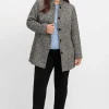Bouclé-Jacke mit Stehkragen, im Fischgrätmuster<sheego Outlet
