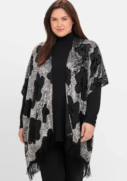 Cape im Kimonostil mit Samt- und Ausbrennerdetails<sheego by Joe Browns Hot