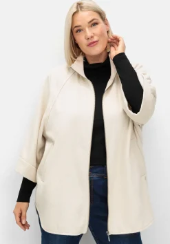 Cape-Jacke mit 3/4-Arm, mit Wolle<sheego Sale