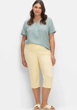 Caprijeans mit Teilgummibund und Glitzersteinen<sheego Online