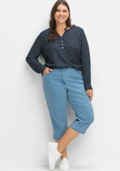 Caprijeans mit Teilgummibund und Glitzersteinen<sheego Discount