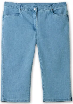 Caprijeans mit Teilgummibund und Glitzersteinen<sheego Discount