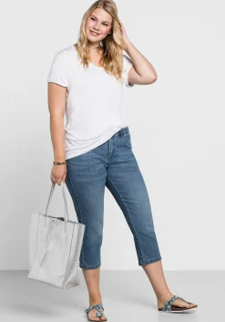 Caprijeans mit Used-Effekten<sheego Clearance