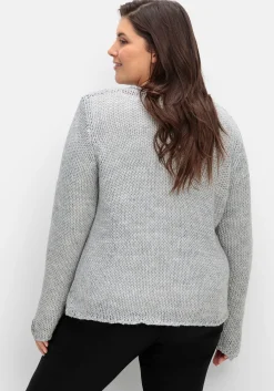 Cardigan mit Häkelblüten und Glitzergarn<creation L Hot