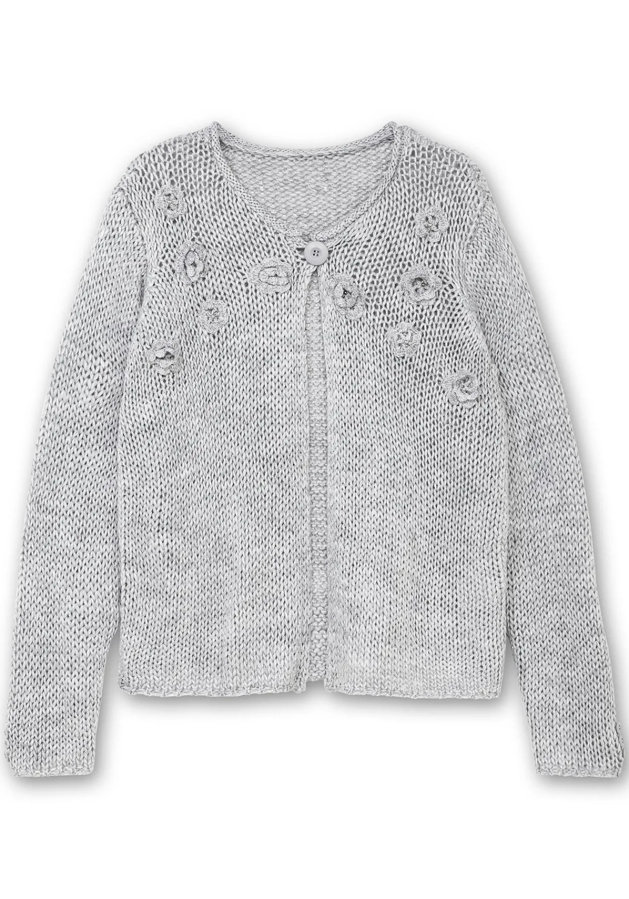 Cardigan mit Häkelblüten und Glitzergarn<creation L Hot