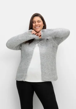 Cardigan mit Häkelblüten und Glitzergarn<creation L Hot