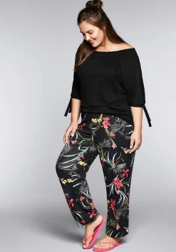 Carmenshirt mit Smokeinsatz und längerem Halbarm<sheego Outlet