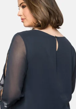 Chiffonkleid im Lagenlook, mit geschlitztem Ärmel<sheego Clearance