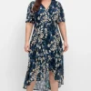Chiffonkleid in Wickeloptik, mit Blätterprint<sheego Best