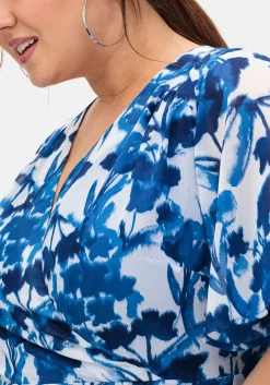 Chiffonkleid in Wickeloptik, mit Blätterprint<sheego Fashion