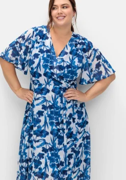 Chiffonkleid in Wickeloptik, mit Blätterprint<sheego Fashion