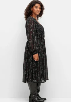 Chiffonkleid mit Alloverprint, in Wickeloptik<sheego Outlet