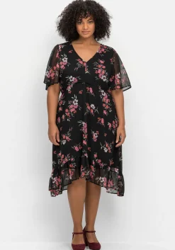 Chiffonkleid mit Blumendruck und Flügelärmeln<sheego by Joe Browns Discount