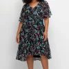 Chiffonkleid mit Blumendruck und Flügelärmeln<sheego by Joe Browns Best