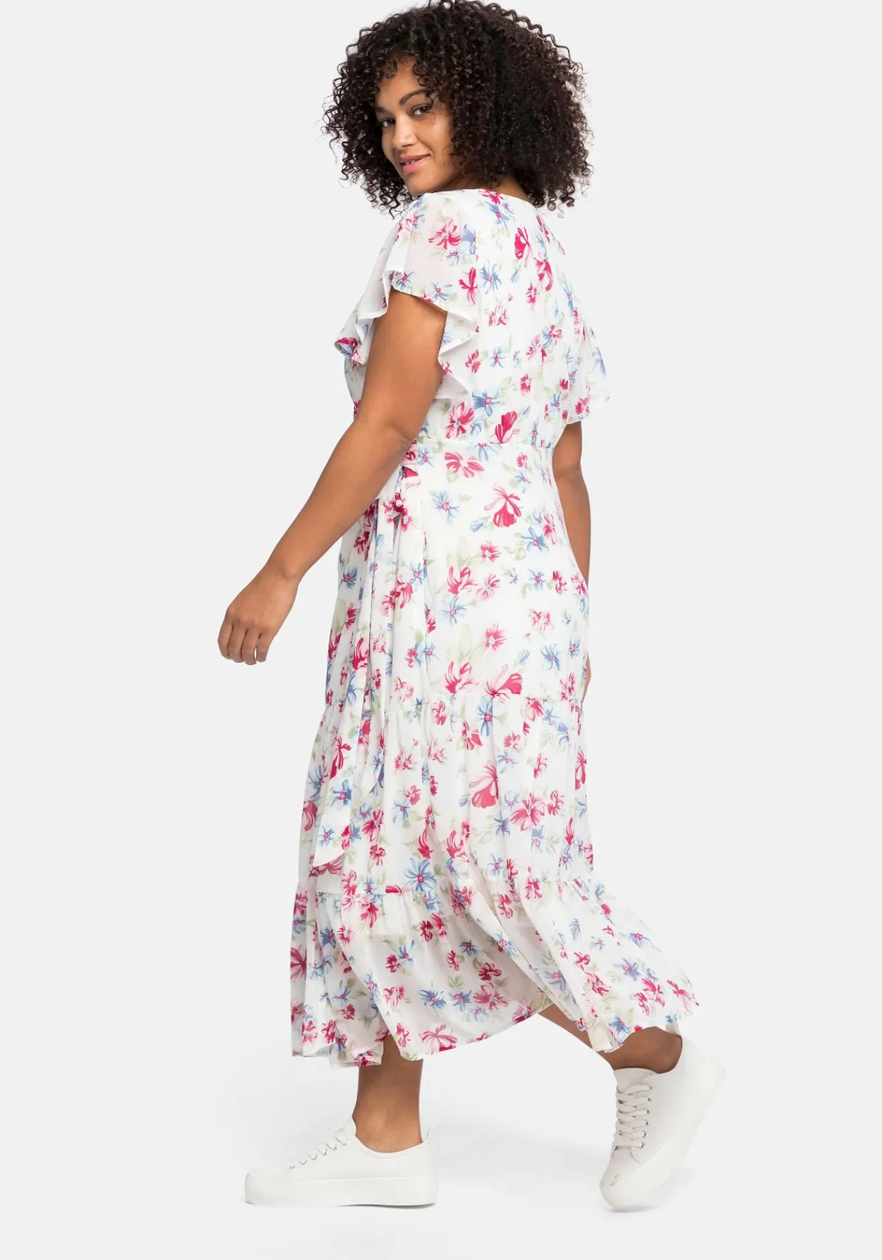 Chiffonkleid mit Blumendruck und Bindegürtel<sheego by Joe Browns Sale