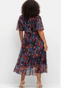 Chiffonkleid mit Blumendruck und Volant am Saum<sheego Sale
