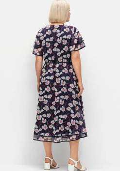 Chiffonkleid mit Blumendruck und Flügelärmeln<sheego Fashion
