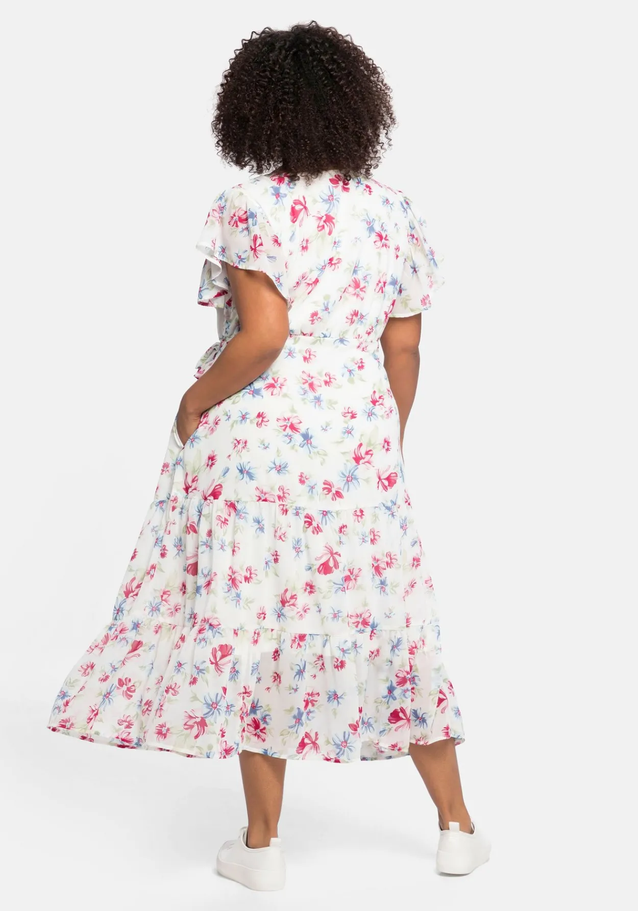 Chiffonkleid mit Blumendruck und Bindegürtel<sheego by Joe Browns Sale