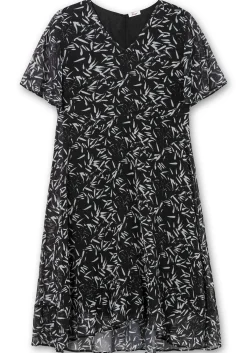 Chiffonkleid mit Blumendruck und Volant am Saum<sheego Discount