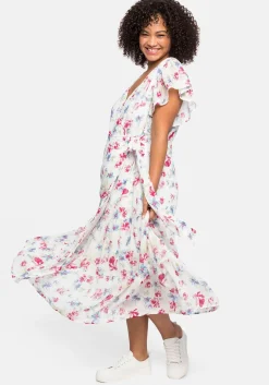 Chiffonkleid mit Blumendruck und Bindegürtel<sheego by Joe Browns Sale