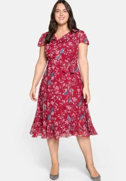 Chiffonkleid mit Blumenprint und Wasserfallkragen<sheego by Joe Browns Sale