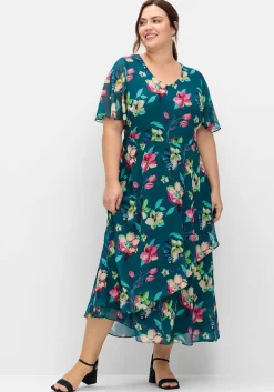 Chiffonkleid mit Blumenprint und Unterkleid<sheego Clearance