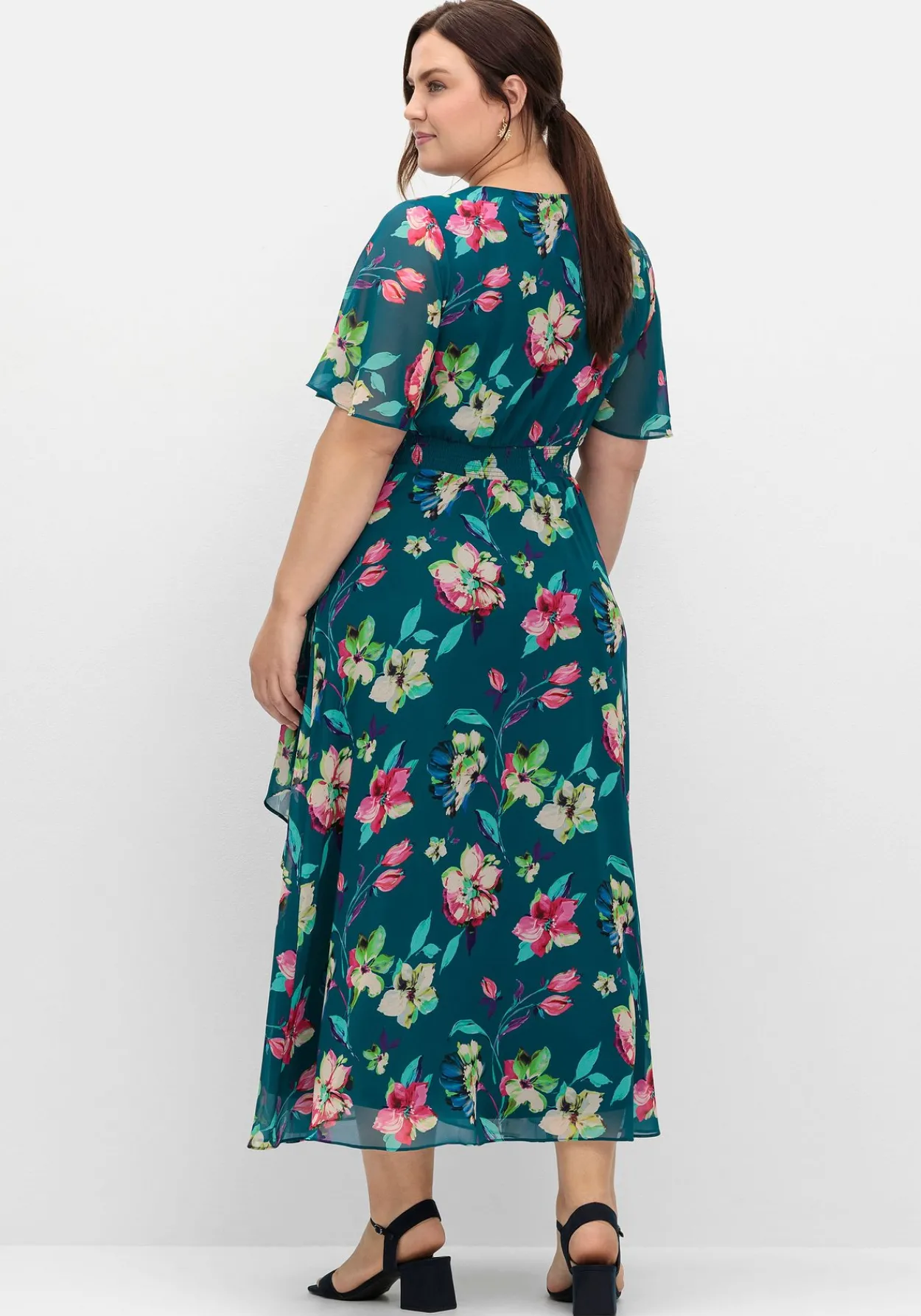 Chiffonkleid mit Blumenprint und Unterkleid<sheego Clearance