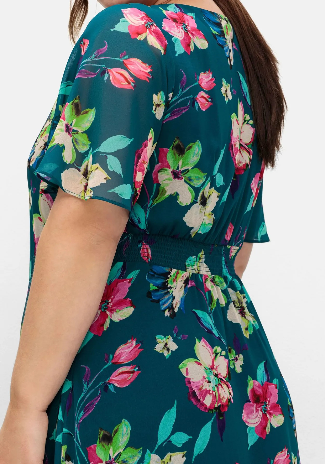 Chiffonkleid mit Blumenprint und Unterkleid<sheego Clearance