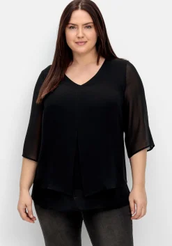 Chiffontunika in Layering-Optik, mit 3/4-Ärmeln<sheego Best