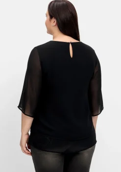 Chiffontunika in Layering-Optik, mit 3/4-Ärmeln<sheego Best