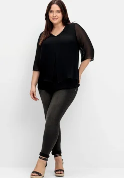 Chiffontunika in Layering-Optik, mit 3/4-Ärmeln<sheego Best