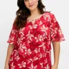 Chiffontunika mit Blütenprint und Flügelärmeln<sheego Hot