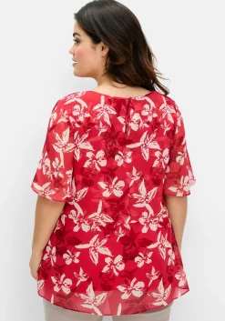 Chiffontunika mit Blütenprint und Flügelärmeln<sheego Hot