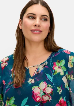 Chiffontunika mit Blumenprint, im Lagenlook<sheego New