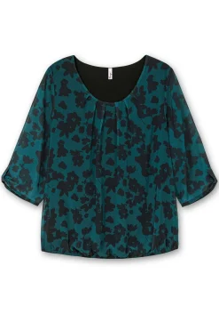 Chiffontunika mit gelegten Falten am Ausschnitt<sheego Fashion