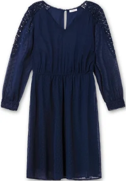 Cocktailkleid aus Dobby-Chiffon, mit Spitze am Ärmel<sheego Fashion