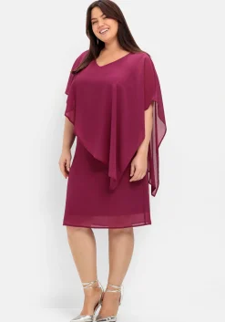 Cocktailkleid mit asymmetrischem Cape, aus Chiffon<sheego New